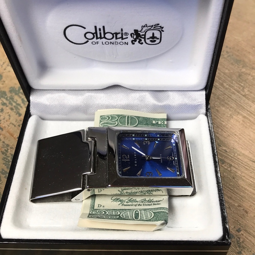 Money clip with watch